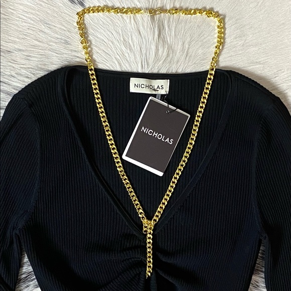 NICHOLAS CHAIN DETAILED “ALMA” RIBBED CROP TOP, S - Picture 11 of 14